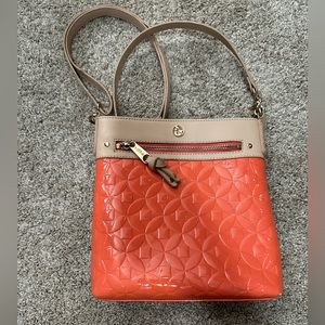 Spartina 449 Coral and Tan Leather Crossbody Bag